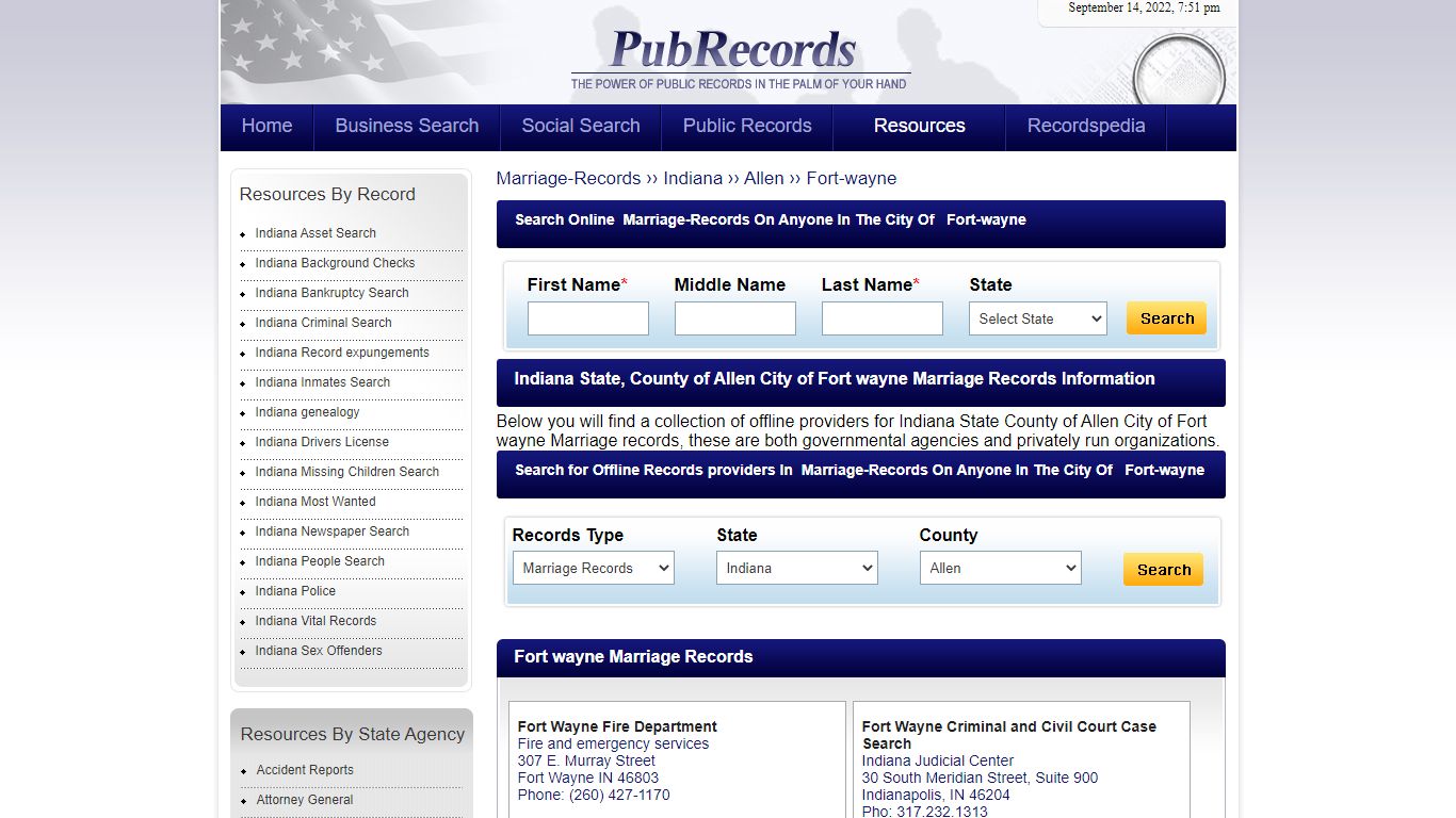 Fort wayne, Allen County, Indiana Marriage Records - Pubrecords.com