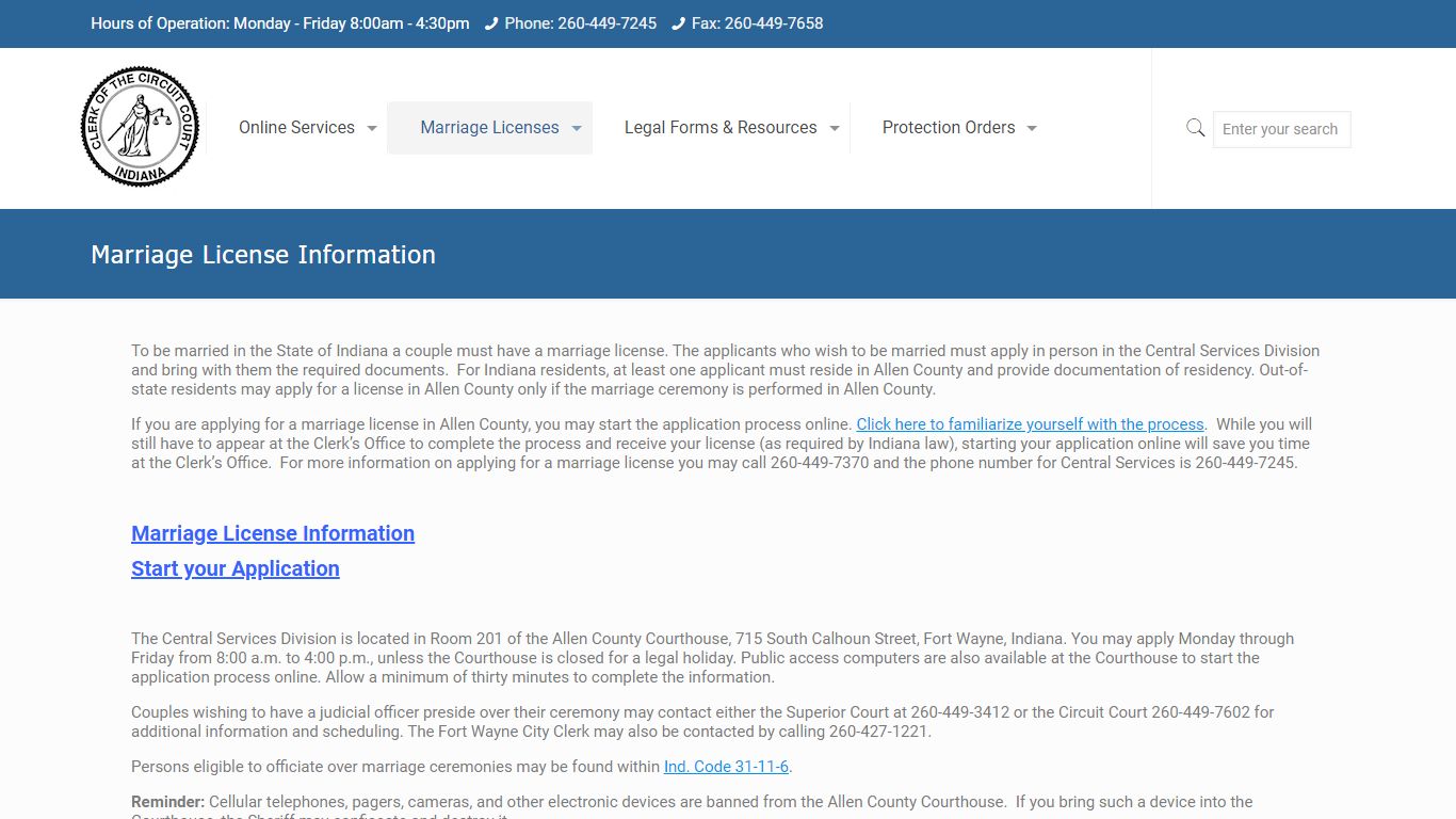Marriage License Information - Clerk of the Allen Circuit and Superior ...